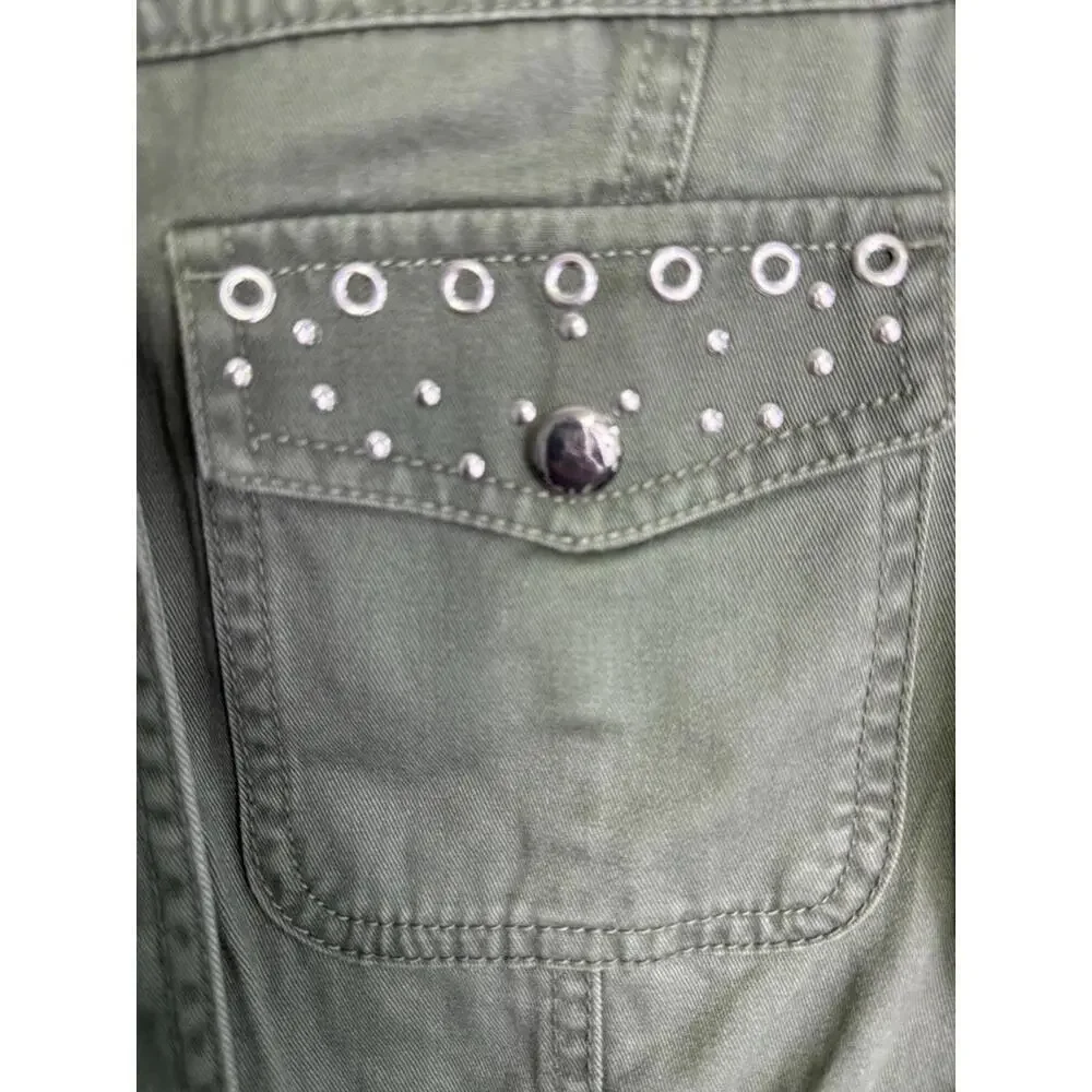 Justice Jacket Girls Size 10 Army Green Utility‎ Parka Lightweight Coat